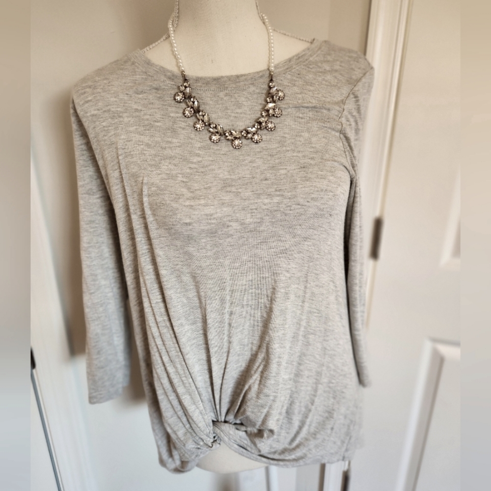 White House Black Market Grey Tie Shirt S